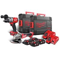 TRAPANO + SMERIGLIATRICE A BATTERIA MILWAUKEE M18 FPP2F-504X